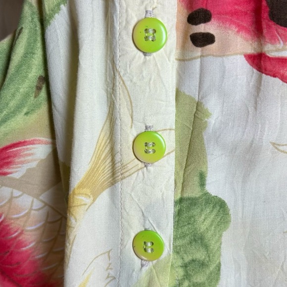 Vintage Jams World Maxi Koi Pond Fish Print Dress Hawaiian Womens Large W370-KOI - Picture 13 of 15